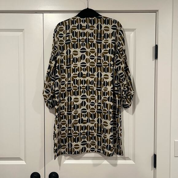 Zara Basic Women's Longsleeve Dress with Necktie Cream‎ and Green Size XL - Picture 5 of 9